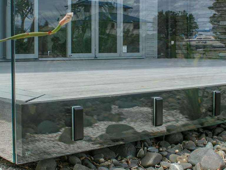 Edgetec JH Clamp frameless glass balustrade